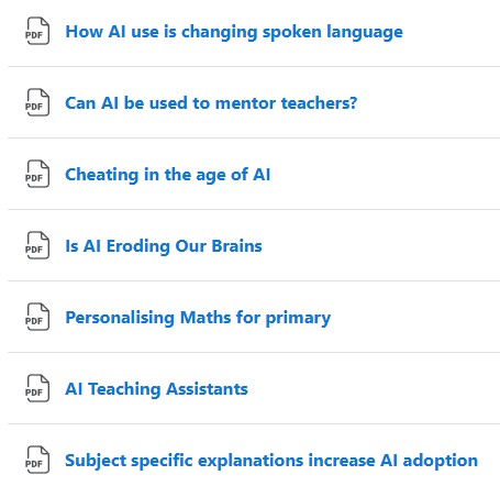 A list of research summaries on Moodle+